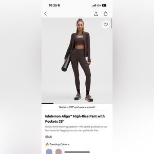 lululemon align 25’ evergreen leggings with pockets